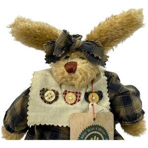 Vtg Boyds Bears Bess Bunny Rabbit 12" Plush Folk Button 1998 Artisan Easter Tag